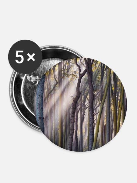 Lichtstrahlen im Wald - Buttons mittel 32 mm (5er Pack) - Weiß