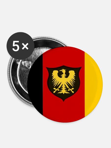 Adlerflagge SchwarzRotGold Shield - Buttons mittel 32 mm (5er Pack) - Weiß