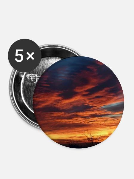 Sonnenuntergangszauber am Abend - Buttons mittel 32 mm (5er Pack) - Weiß