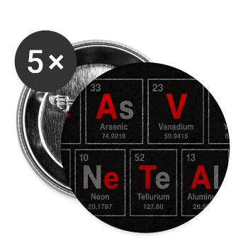 Schwermetall Elementen-Wortspiel - Buttons mittel 32 mm (5er Pack) - Weiß - Vorne