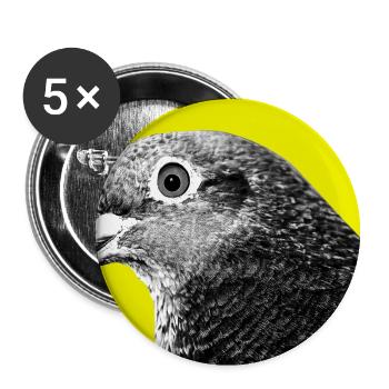 Portrait de pigeon pop sur fond jaune - Lot de 5 moyens badges (32 mm) - blanc - Devant