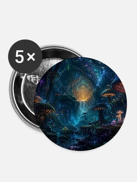 CYMATRIX TECHNOLOGIES Neonpilzwald der Luminen - Buttons mittel 32 mm (5er Pack) - Weiß