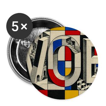 Art géométrique mondrien - Lot de 5 moyens badges (32 mm) - blanc - Devant