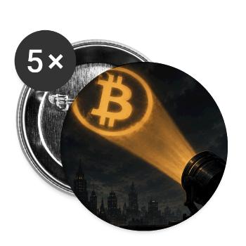 Bitcoin Scheinwerfer über der Stadt - Buttons mittel 32 mm (5er Pack) - Weiß - Vorne
