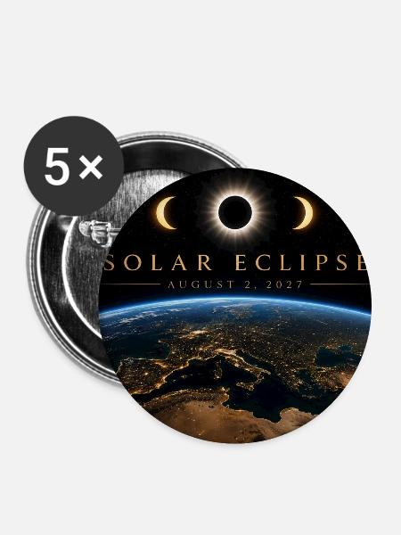 Solar Eclypse 2027 - Buttons mittel 32 mm (5er Pack) - Weiß