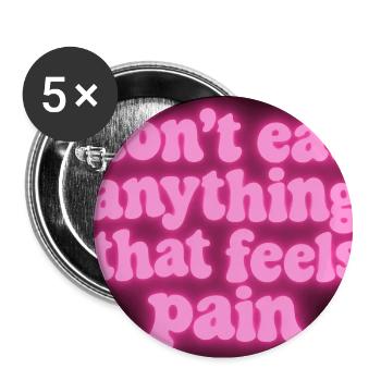 Werde vegan und rette die Tiere - Buttons mittel 32 mm (5er Pack) - Weiß - Vorne