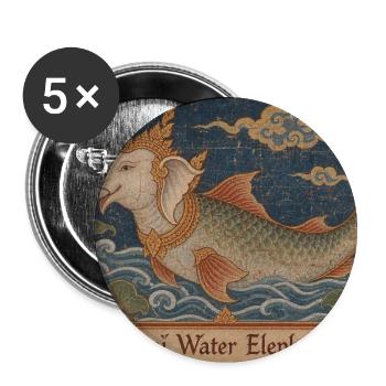 Thailändischer Wasserelefant (Chang Nam) - Buttons mittel 32 mm (5er Pack) - Weiß - Vorne