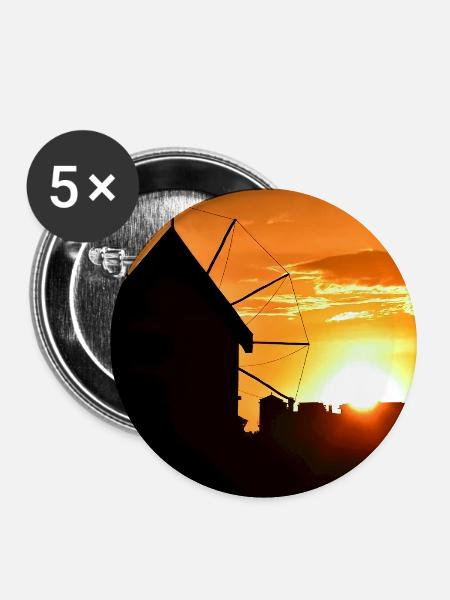 Windmühle bei Sonnenuntergang - Buttons mittel 32 mm (5er Pack) - Weiß
