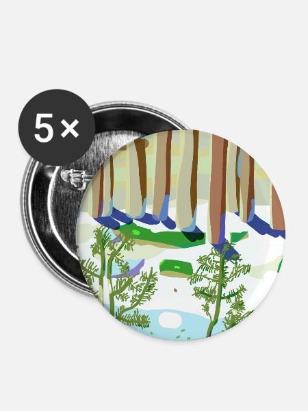 Winterwaldimpressionismus - Buttons mittel 32 mm (5er Pack) - Weiß