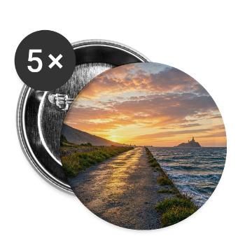 Sonnenuntergang auf dem Küstenweg - Buttons mittel 32 mm (5er Pack) - Weiß - Vorne