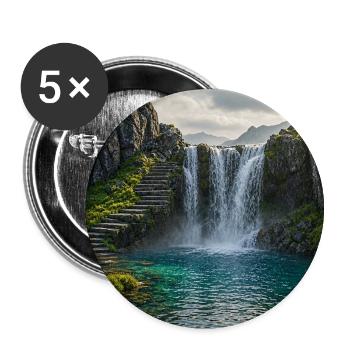 Wasserfallpfad - Buttons mittel 32 mm (5er Pack) - Weiß - Vorne