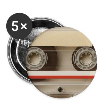 Cassette Transparente – Mixtape Rétro - Lot de 5 moyens badges (32 mm) - blanc - Devant