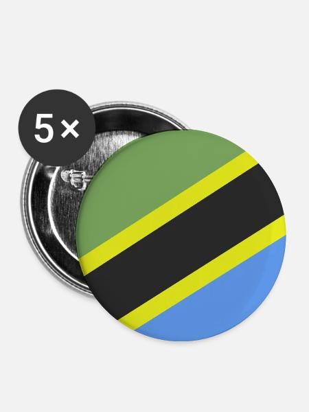 Tansania-Flagge - Buttons mittel 32 mm (5er Pack) - Weiß