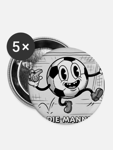Fußballtor Cartoonjubel Teamgeist - Buttons mittel 32 mm (5er Pack) - Weiß