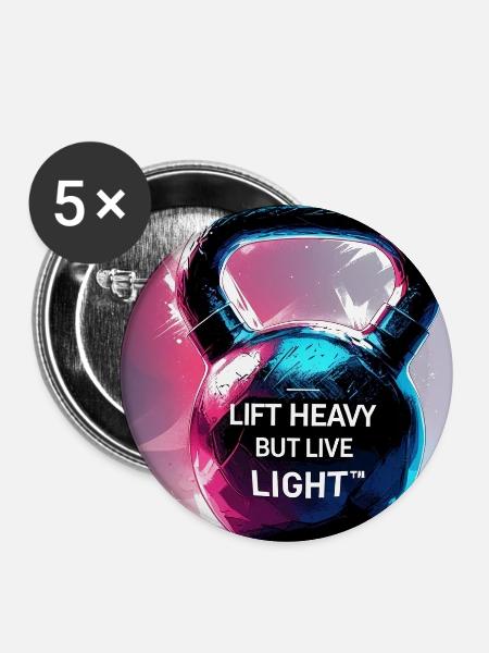 Kettelball mit Motivationsspruch - Buttons mittel 32 mm (5er Pack) - Weiß