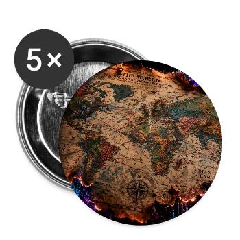 Die brennende Landkarte - Buttons mittel 32 mm (5er Pack) - Weiß - Vorne