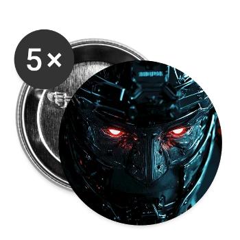Armure Futuriste Cybernétique - Lot de 5 moyens badges (32 mm) - blanc - Devant