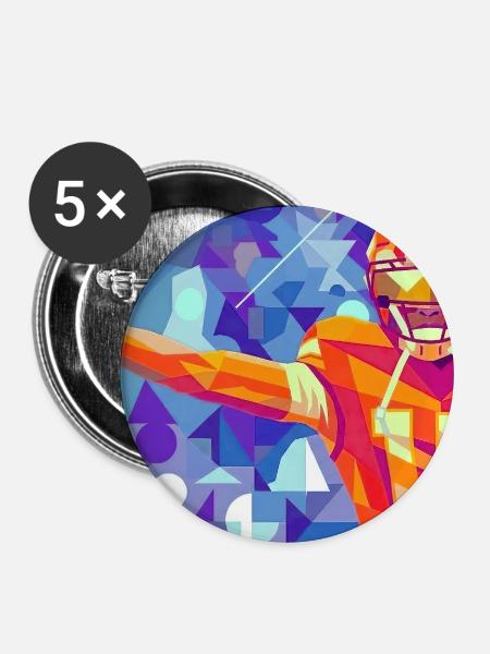 Geometrischer Marschall in Aktion - Buttons mittel 32 mm (5er Pack) - Weiß