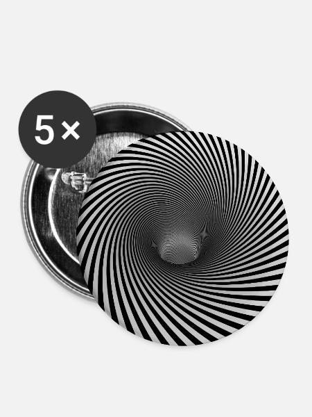 Hypnotisches Spiralmonochrom - Buttons mittel 32 mm (5er Pack) - Weiß