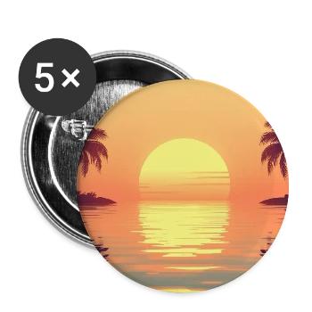 Sonnenuntergang auf Tropeninsel - Buttons mittel 32 mm (5er Pack) - Weiß - Vorne