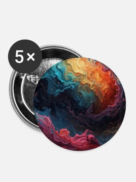 Farbwirbel Nebelmeer - Buttons mittel 32 mm (5er Pack) - Weiß