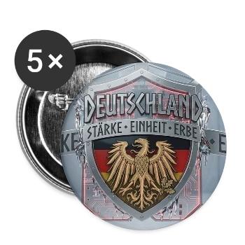 Deutschland Schildadler Motiv - Buttons mittel 32 mm (5er Pack) - Weiß - Vorne