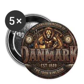 Mechanical Kingdom of Danmark - Buttons mittel 32 mm (5er Pack) - Weiß - Vorne