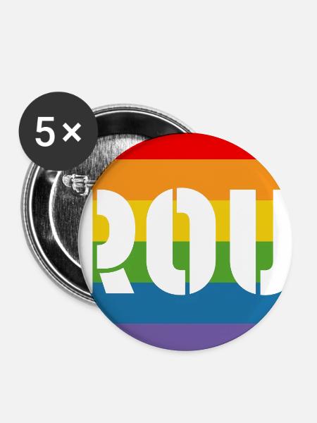 Rainbow proud - Buttons mittel 32 mm (5er Pack) - Weiß