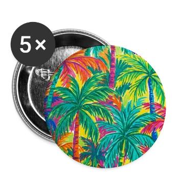 Motif tropical des palmiers - Lot de 5 moyens badges (32 mm) - blanc - Devant