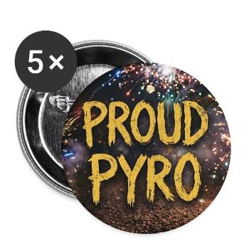 Fier de Pyro ! - Lot de 5 moyens badges (32 mm) - blanc - Devant