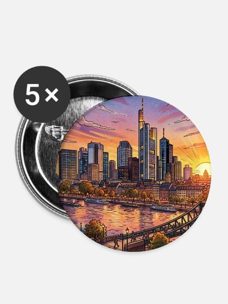 Mainmetropole - Buttons mittel 32 mm (5er Pack) - Weiß