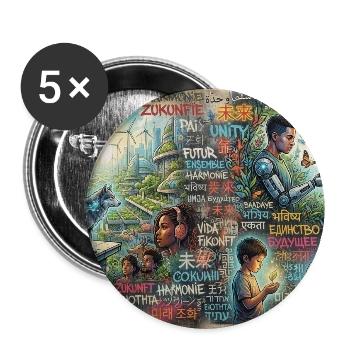 Zukunftsharmonie und Vielfalt - Buttons mittel 32 mm (5er Pack) - Weiß - Vorne