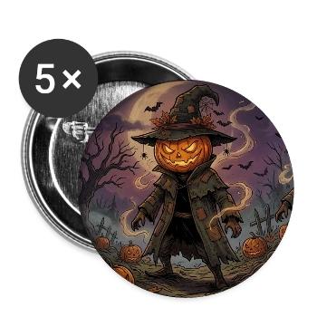 Halloween Kleidung - Buttons mittel 32 mm (5er Pack) - Weiß - Vorne