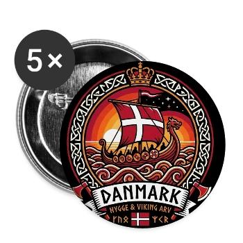 Danmark Viking Coast Heritage - Buttons mittel 32 mm (5er Pack) - Weiß - Vorne