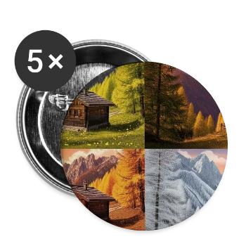 Hut idyll in the mountain valley - Buttons medium 1.26"/32 mm (5-pack) - white - Front