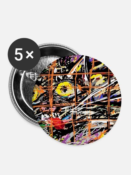 Liebe zur Katze - Buttons mittel 32 mm (5er Pack) - Weiß