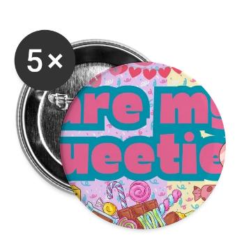 Tu es mon chéri - Lot de 5 moyens badges (32 mm) - blanc - Devant