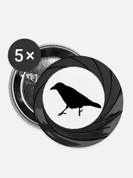 Bond crow - Buttons mittel 32 mm (5er Pack) - Weiß