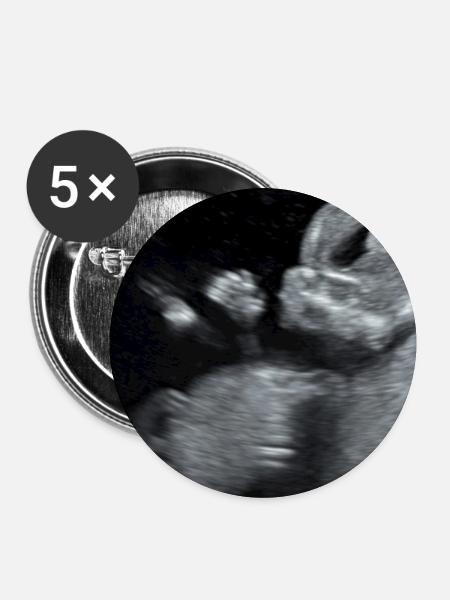 Fötus Silhouette Ultraschall - Buttons mittel 32 mm (5er Pack) - Weiß