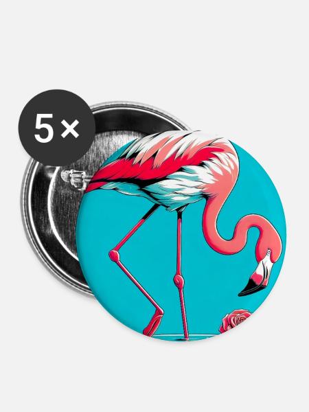 Flamingo - Buttons mittel 32 mm (5er Pack) - Weiß