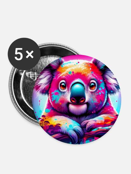 Koala - Buttons mittel 32 mm (5er Pack) - Weiß