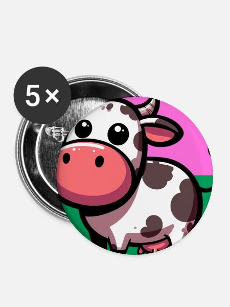 Kuh - Buttons mittel 32 mm (5er Pack) - Weiß