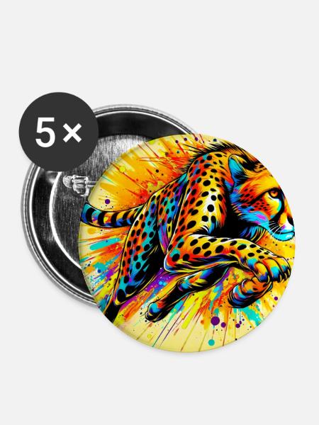 Gepard - Buttons mittel 32 mm (5er Pack) - Weiß