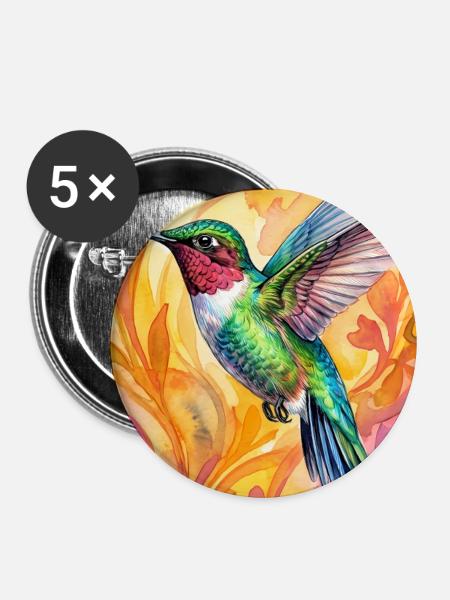 Kolibri - Buttons mittel 32 mm (5er Pack) - Weiß