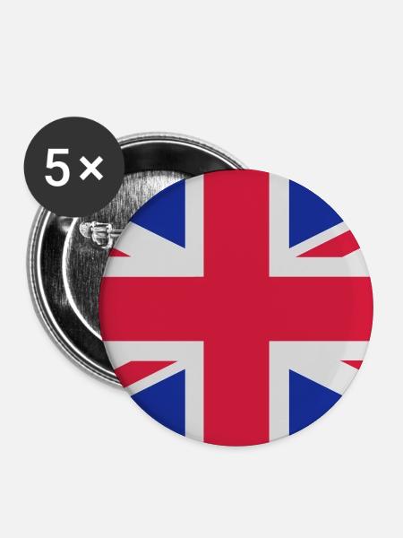 Britische Flagge - Buttons mittel 32 mm (5er Pack) - Weiß