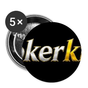 Pokerking Gold Logo - Buttons medium 1.26"/32 mm (5-pack) - white - Front