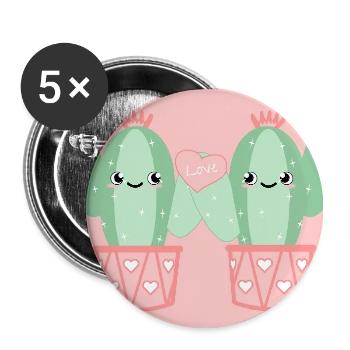 Cactus Heart Friends - Buttons medium 1.26"/32 mm (5-pack) - white - Front