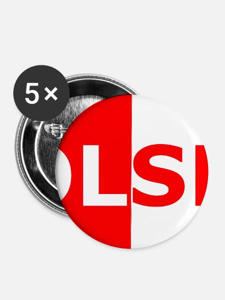 Polska Farbblock Flaggendesign - Buttons mittel 32 mm (5er Pack) - Weiß