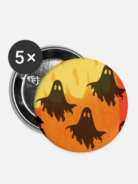 Halloween_Geister - Buttons mittel 32 mm (5er Pack) - Weiß