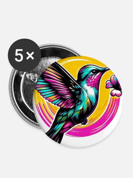 Kolibri - Buttons mittel 32 mm (5er Pack) - Weiß